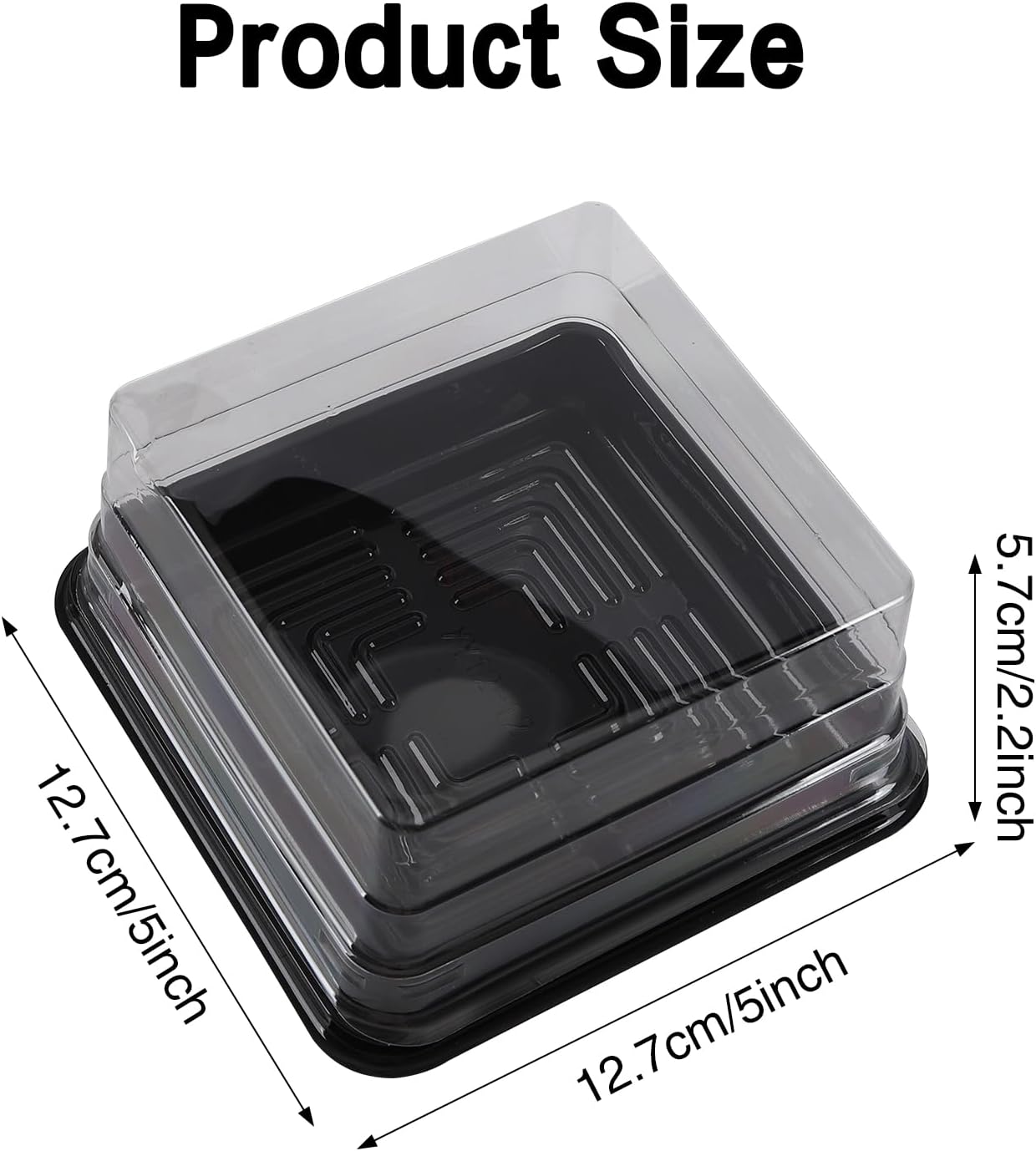 Hewnda 50 Pack Black Cake Pans,Bottom 5Inch X Heigh 2.2Inch Clear plastic mini cake box muffins box cookies box wedding birthday gift box