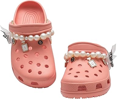 white crocs with accessories