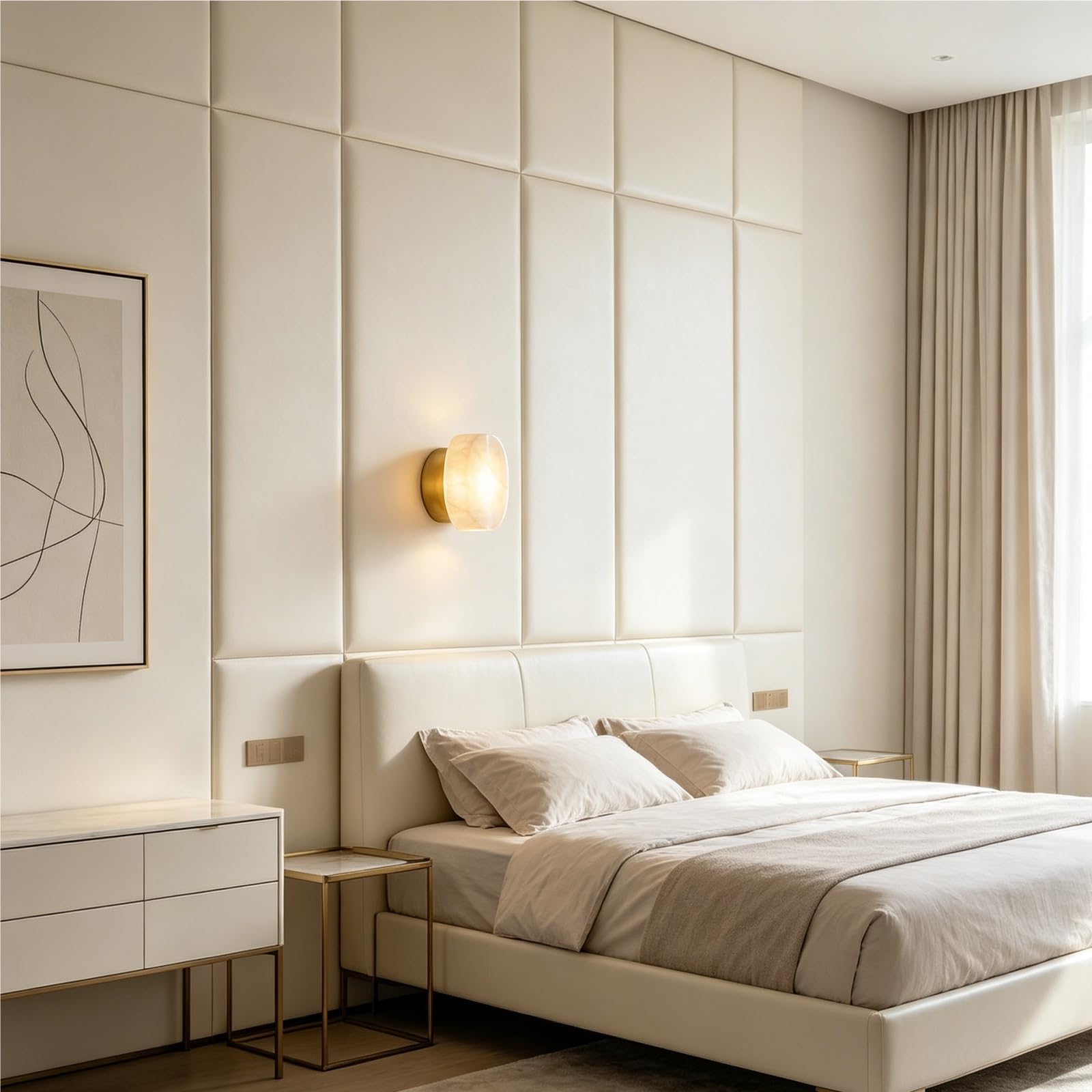 Lampada da parete moderna a forma circolare con applique a testa singola con base in lega di alluminio solida Lanterna da parete in tono caldo con corpo lampada in marmo for soggiorno foyer(Gold)