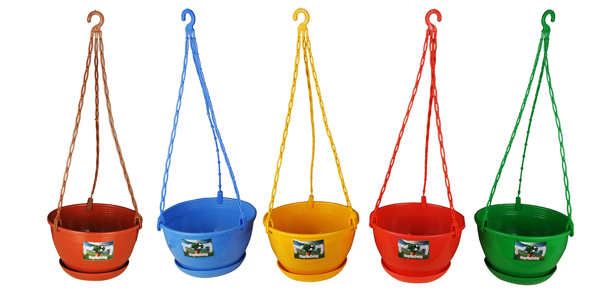 Utiliko Plastic 8 Inch Hanging Pots/Planters Red, Green, Yellow, Blue, Brown Color For Home Balcony- Standard (B01LZSU3DD) Amazon Price History, Amazon Price Tracker