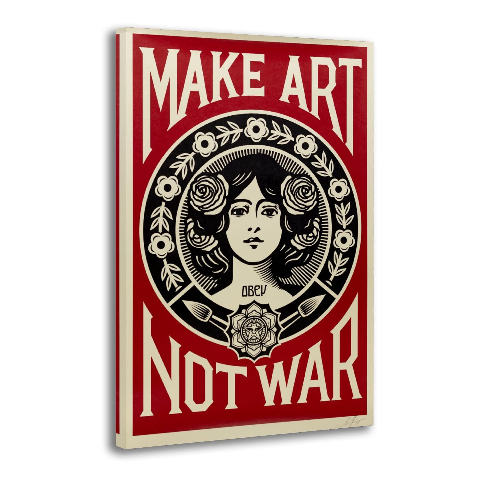 Yicimaoyi Frame-Style Shepard Fairey Dit Obey (1970) - Make Art Not War Poster Decorative Painting Canvas Wall Posters And Art Picture Print Modern Family Bedroom Decor Posters 08X12inch(20X30cm)