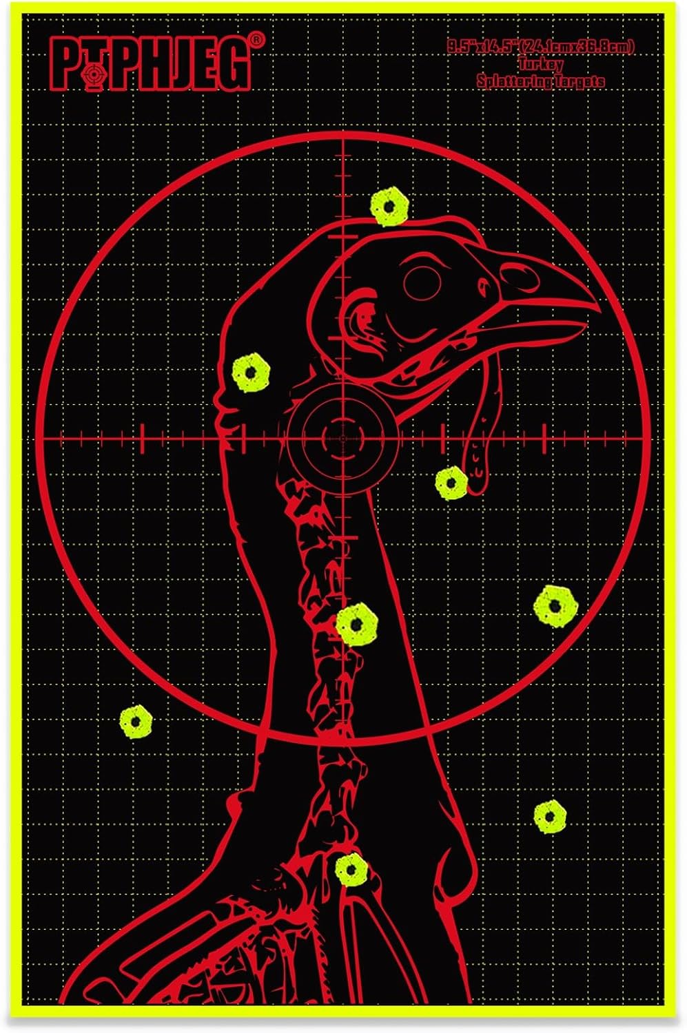Fluorescent Splatter Turkey Targets - Highly Visible Shotgun Target Sticker for Practice, 9.5×14.5"(10/25/50pcs)