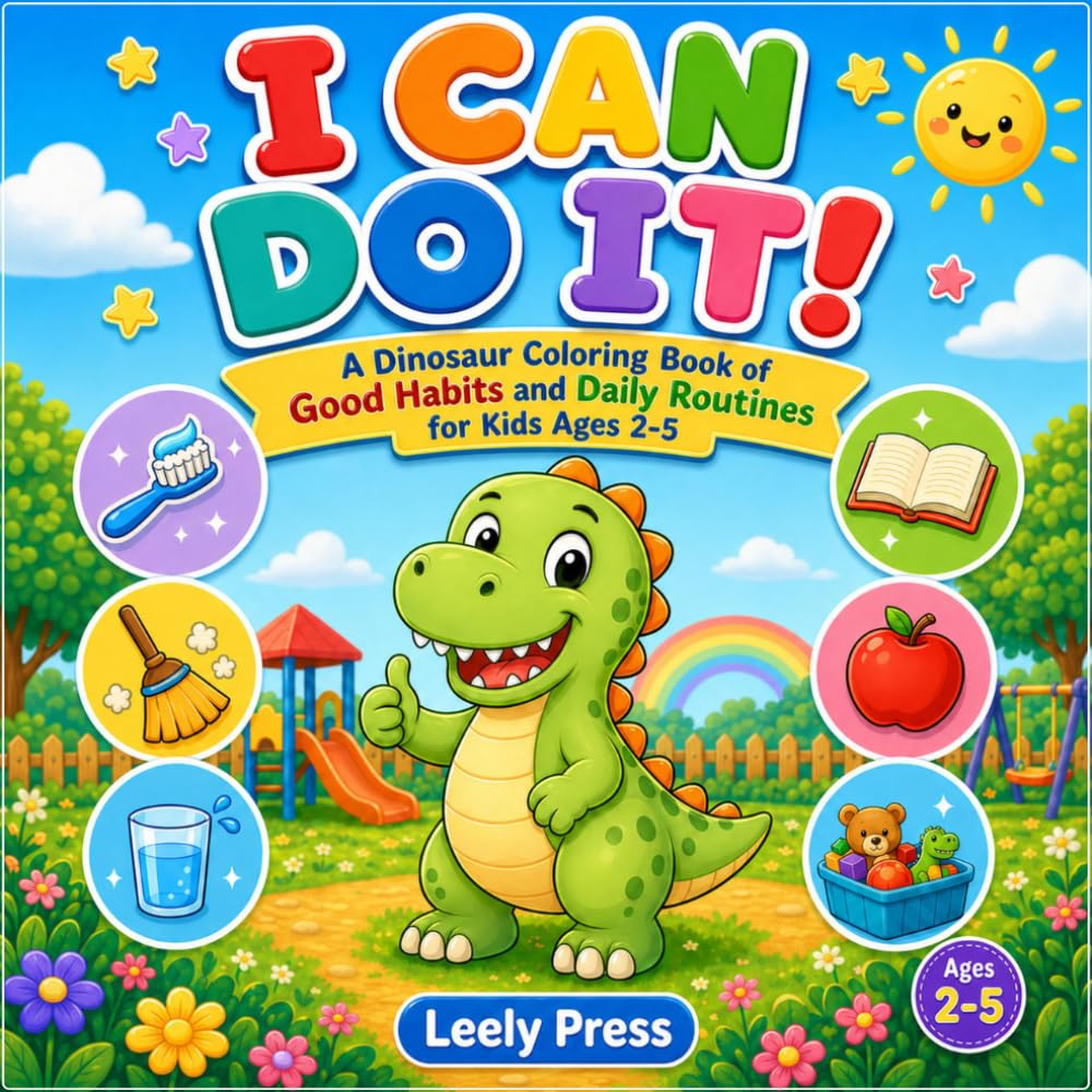 I Can Do It!: A Dinosaur Coloring Book About Good Habits and Daily Routines for Kids Ages 2–5 (Leely Press Dino Books)