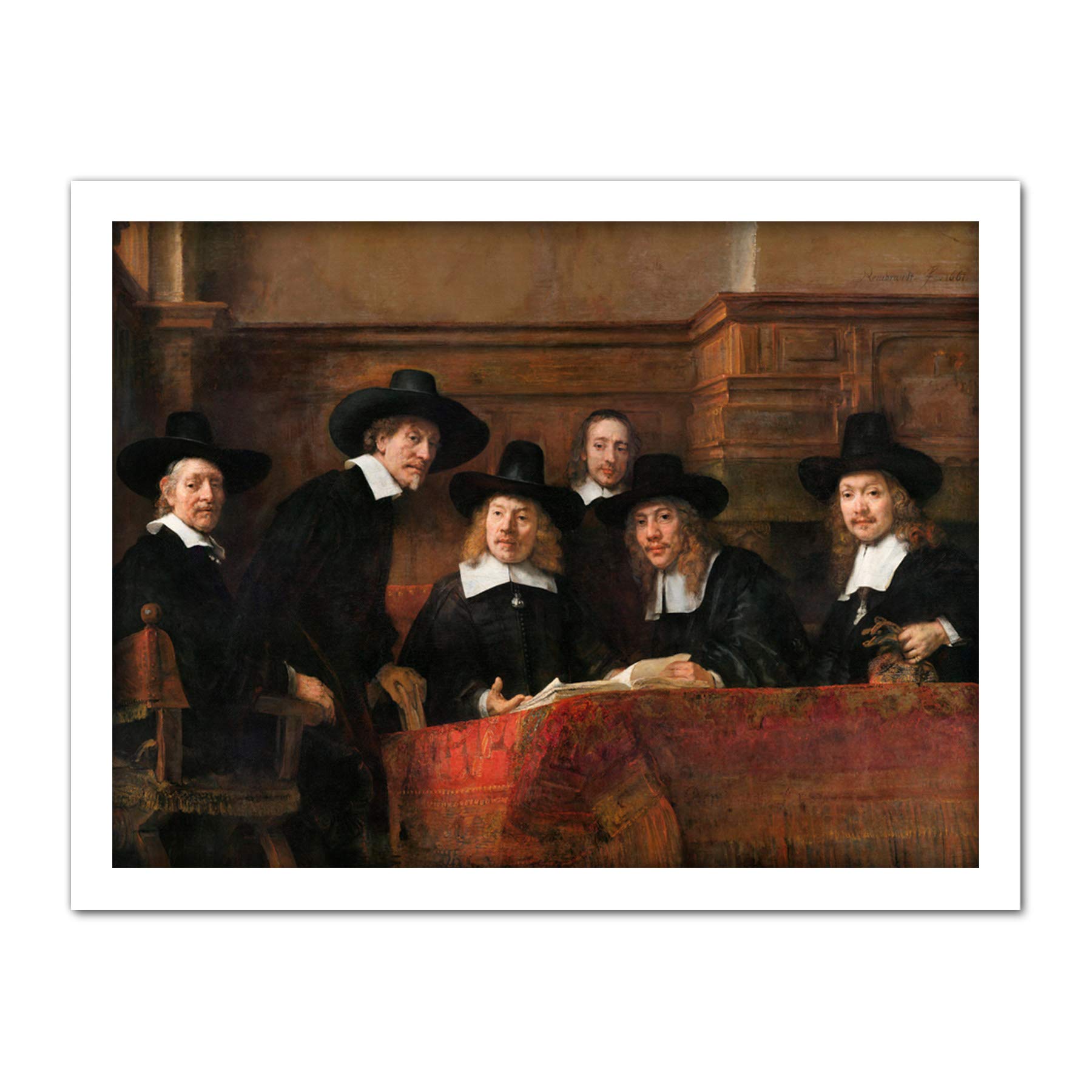 Artery8 Rembrandt Syndics Of The Drapers' Guild Portrait Artwork Framed Wall Art Print 18X24 Inch