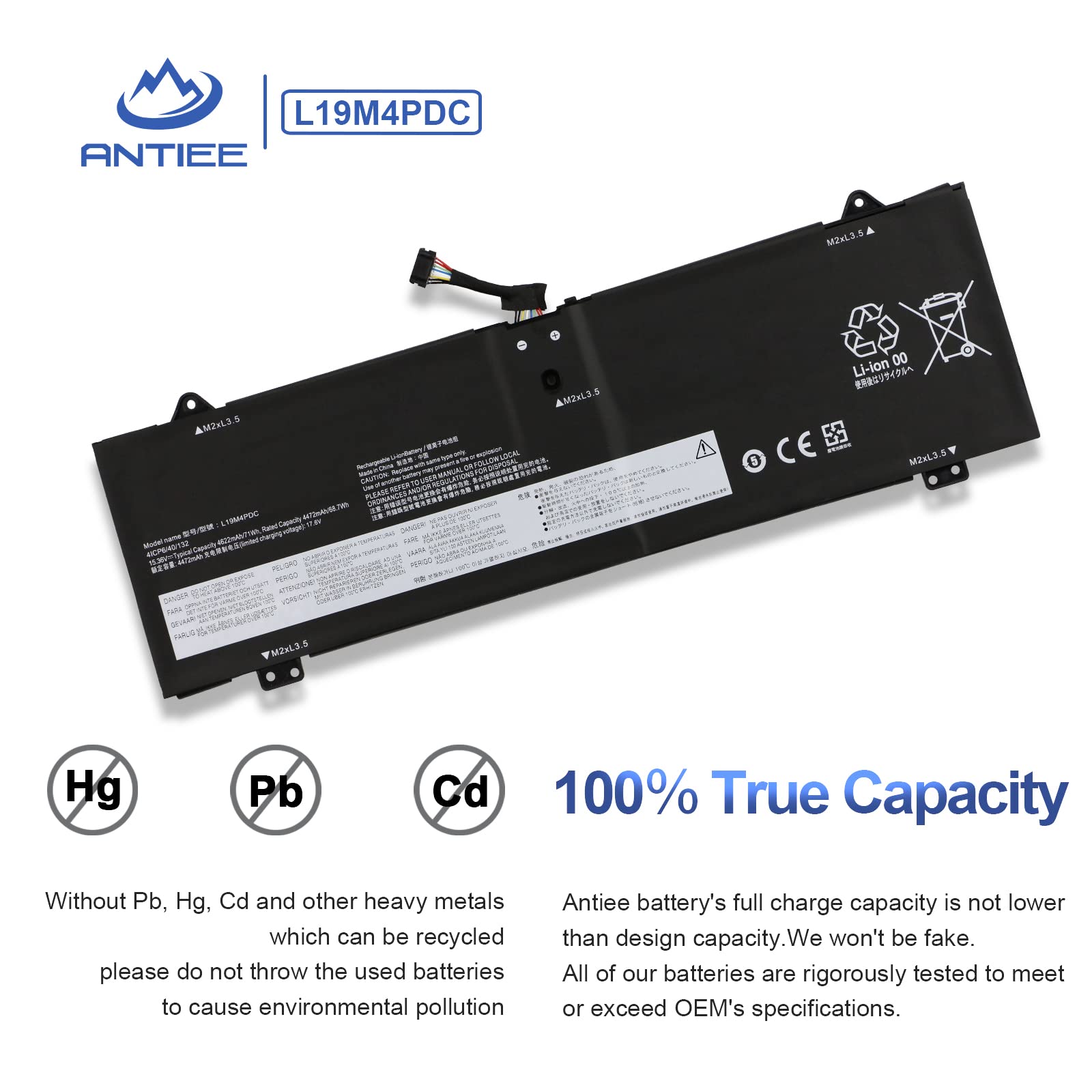 ANTIEE 71Wh L19M4PDC L19C4PDC Laptop Akku für Le-novo Yoga 7i 2020 2021 2022 7-14ITL5 7-15ITL5 7-14ACN6 7-14ARB7 2-in-1 Series Battery L19L4PDC 5B10Z26482 5B10Z26485 5B10Z26479 15.36V