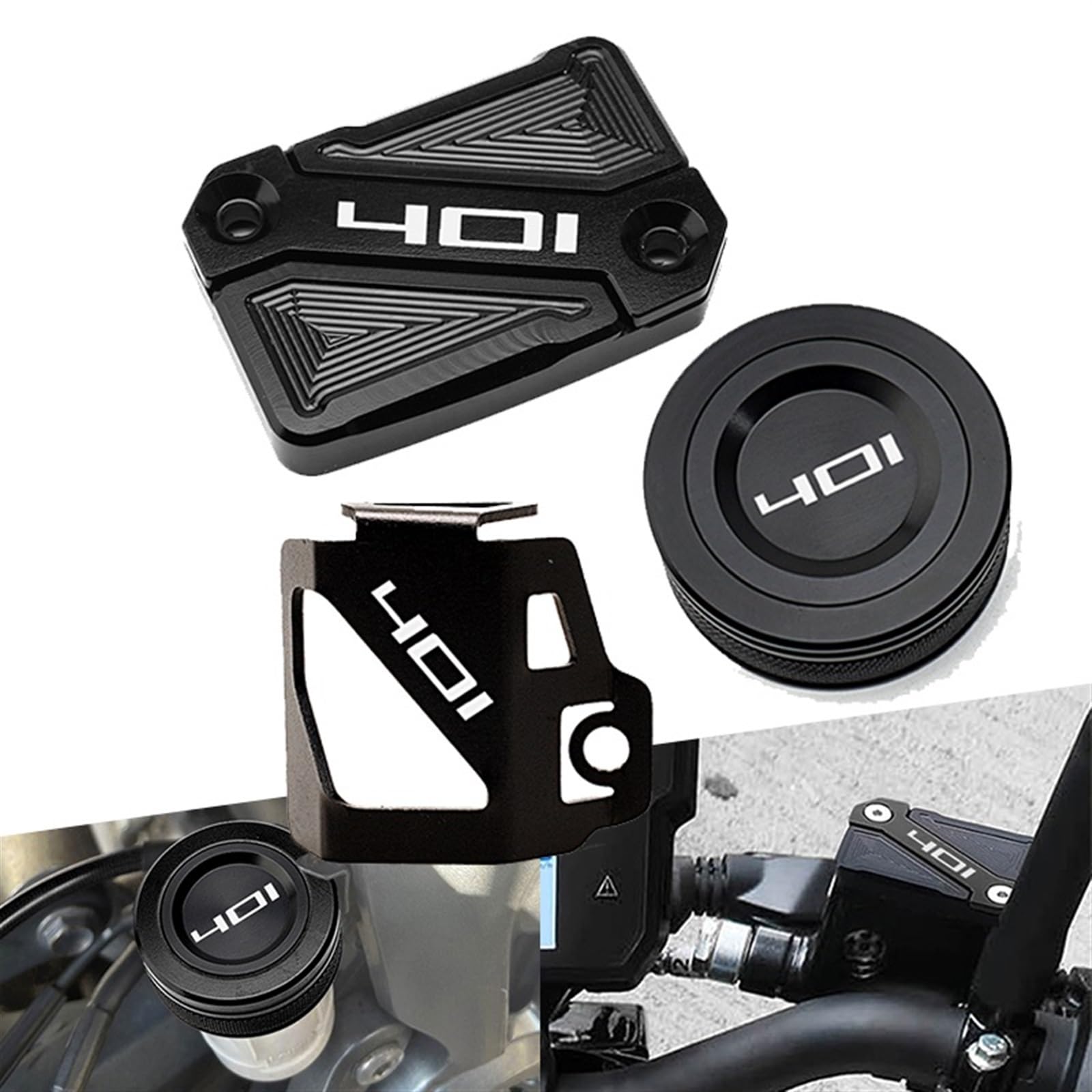 LOTFI Misura for Husqvarna Svartpilen 401 VITPILEN 401 2018-2021 2022 Moto CNC Anteriore Freno Posteriore Serbatoio Fluido Copertura Tappi Olio (Size : Front-Rear Black)