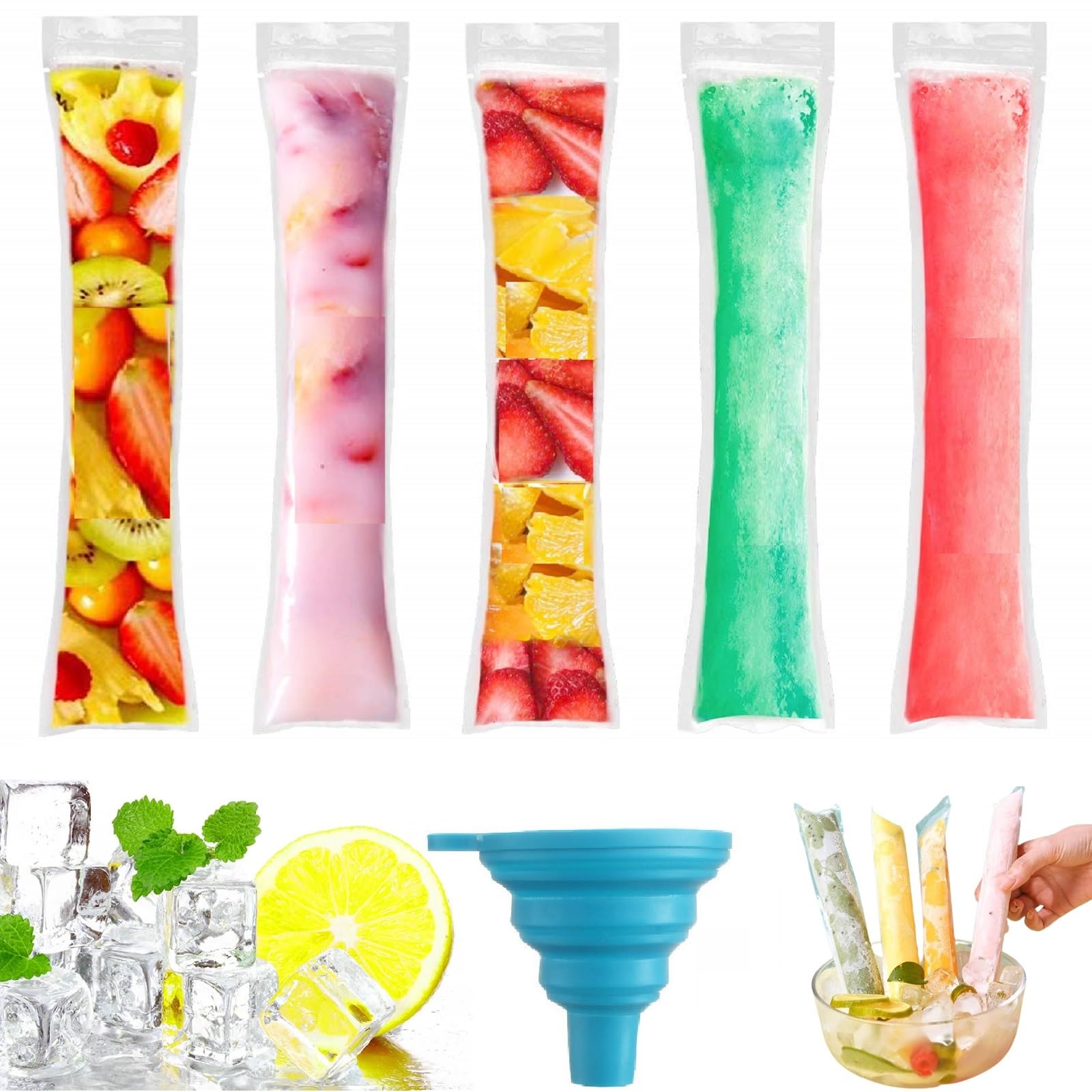 CUVZORA 200 Pièces Moule Sacs Popsicle, Ice Pop Pouch, Sac à glace avec entonnoir, Pochettes Popsicle Moule Sacs BPA, pour Yaourt, Bonbons Glacés, Crème Glacée, Bonbons(28 * 5cm CUVZORA 200 Pièces Moule Sacs Popsicle, Ice Pop Pouch, Sac à glace avec entonnoir, Pochettes Popsicle Moule Sacs BPA, pour Yaourt, Bonbons Glacés, Crème Glacée, Bonbons(28 * 5cm
