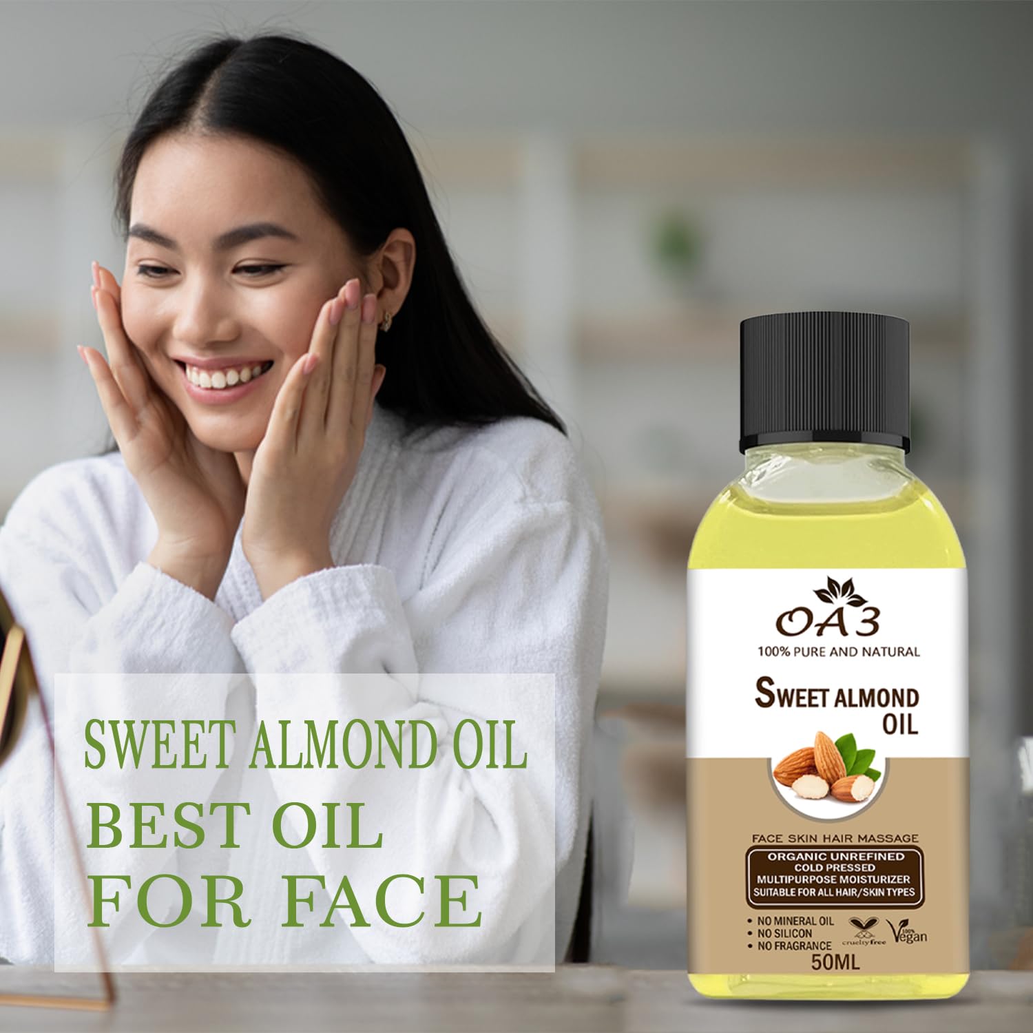 Pure Sweet Almond Coldpressed Oil For Hair And Skin
