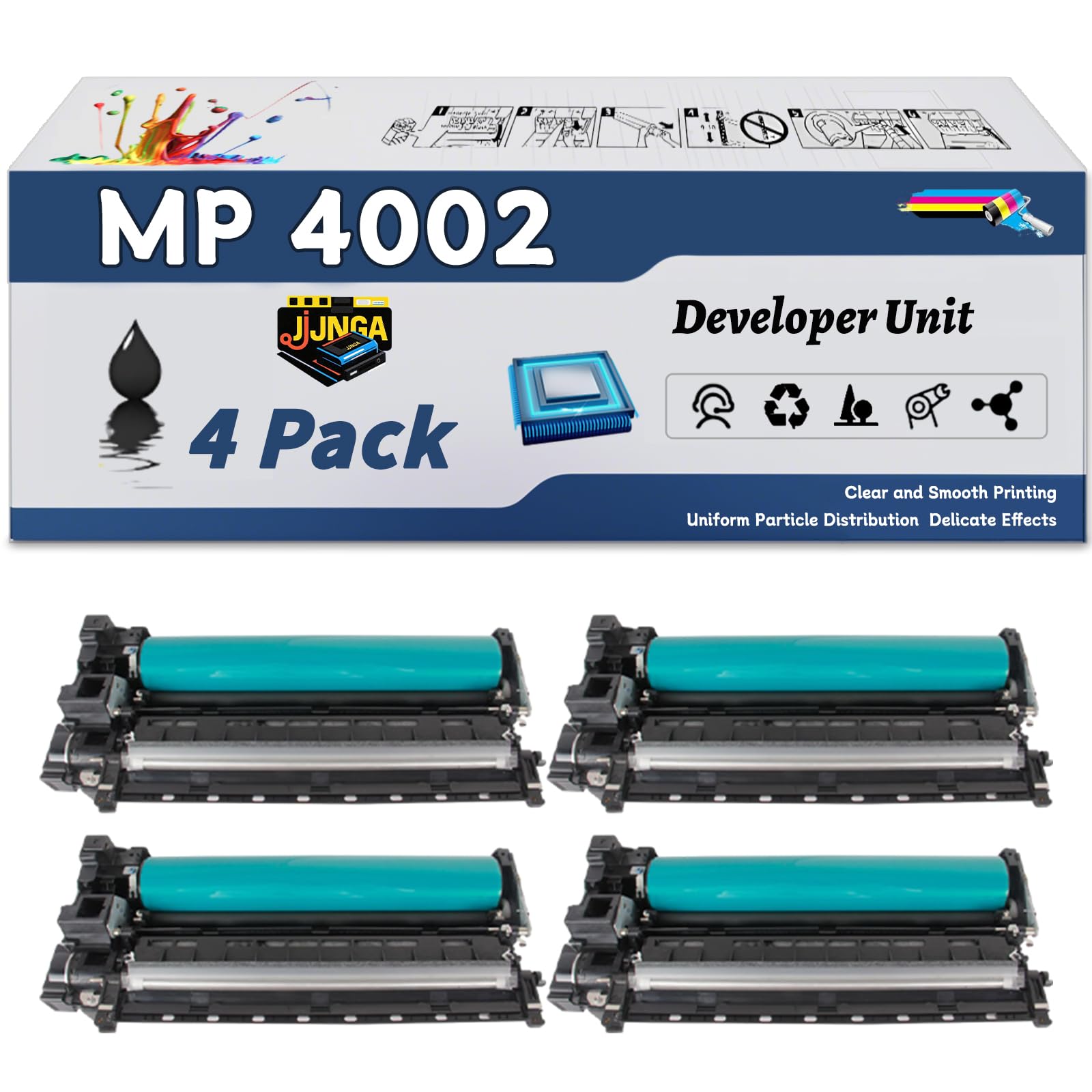 JJNGA MP 4002 Developer Unit is Compatible for Gestetner MP 4001G 4001SP 5001G 5001SPSP Printers, with a Capacity of 250000 Pages and a Very Good Printing Experience (4 Pack Black)