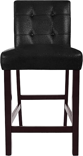 Miniatura 47 de Homepop Decoración del hogar | Taburetes de bar clásicos de altura de mostrador | Taburetes de bar de piel sintética de 24 pulgadas | Muebles