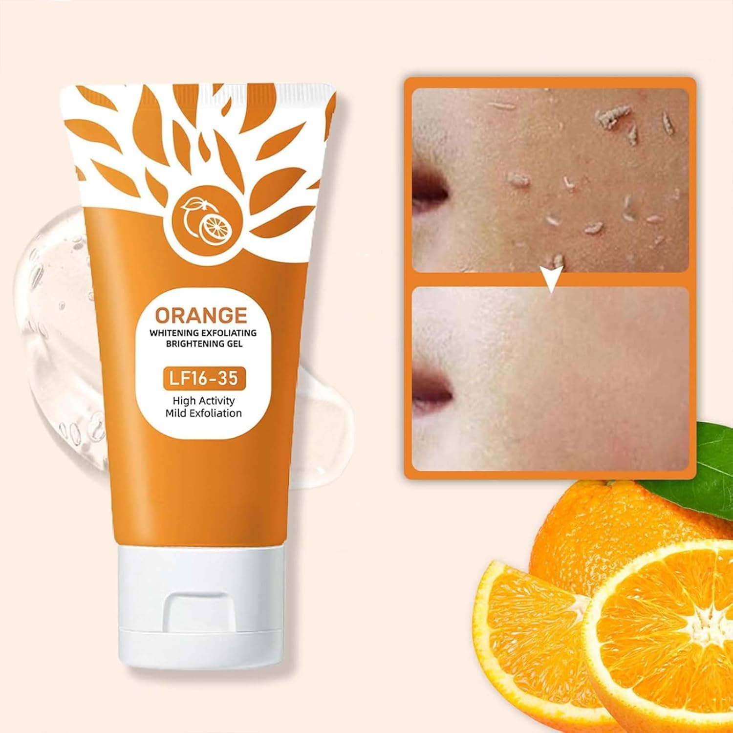 Orange Enzymes Exfoliating Gel Scrub for Face & Body - Orange Gel Deep Cleansing to Remove Blackheads, Moisturizing Organic Exfoliator for Smooth & Radiant Skin, All Skin Types (1PC, 50g) - Image 2