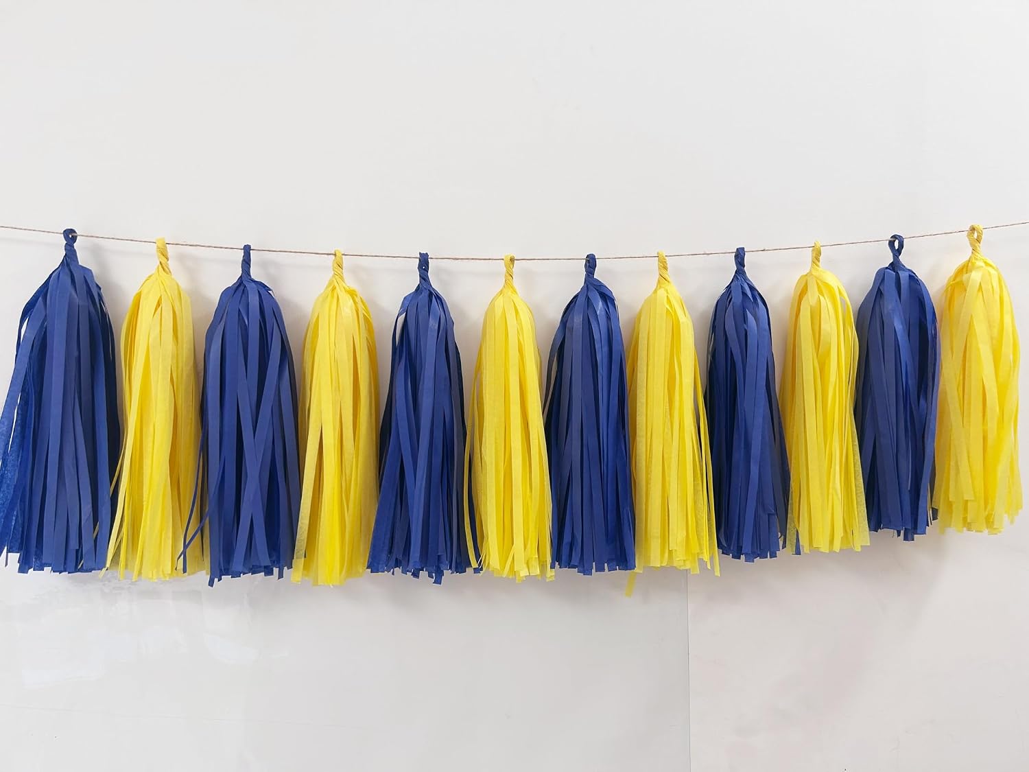 20PCS Royal Blue and Yellow Tissue Paper Tassels Blue Yellow Party Decorations, DIY Kits