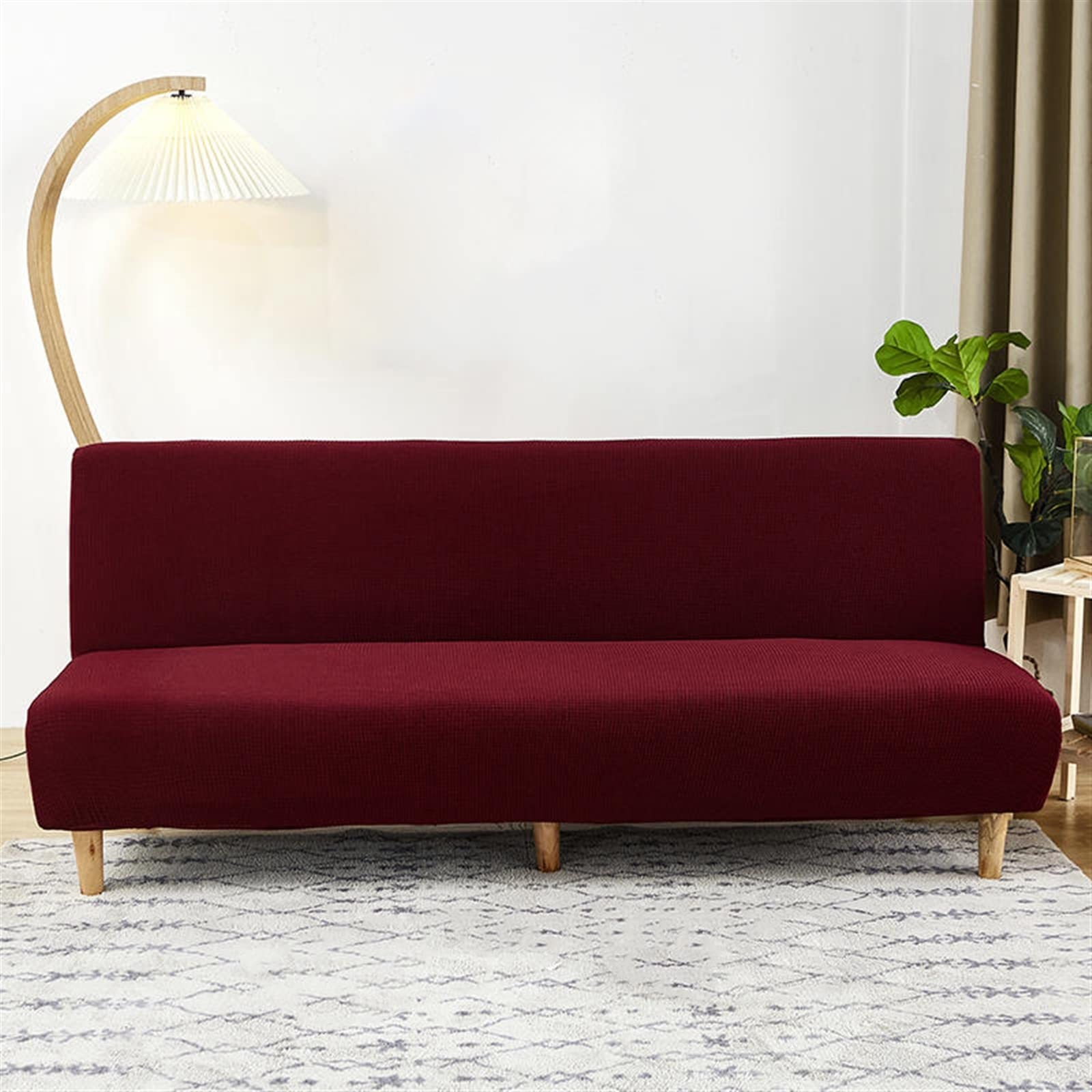 Housse de canapé-lit extensible et protectrice en maille de carreaux M
