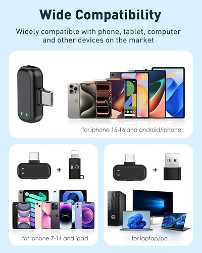 Miniatura 8 de PoP voice Mini micrófono inalámbrico Lavalier para iPhone 15/16/17 y Android, micrófono de solapa con reducción de ruido, duración de batería de 30