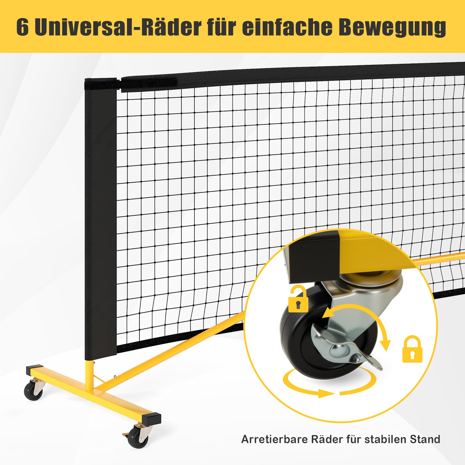GYMAX Pickleball-Netz 674,5 cm, Pickleball-System mit Tragetasche, leichtes Pickleball-Netz-System mit PE-Netz & Metallgestell, Sportnetz für Outdoor- & Indoor-Spiele auf der Auffahrt