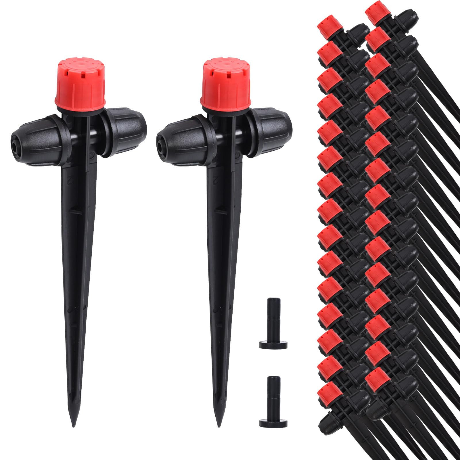 HOINCO 28Pcs Lock Barbed Adjustable Drip Irrigation Emitters for 1/4"Tubing