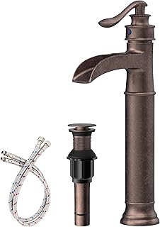 Vessel Sink Faucet Copper Tall Bathroom Faucets Waterfall Single Handle ...