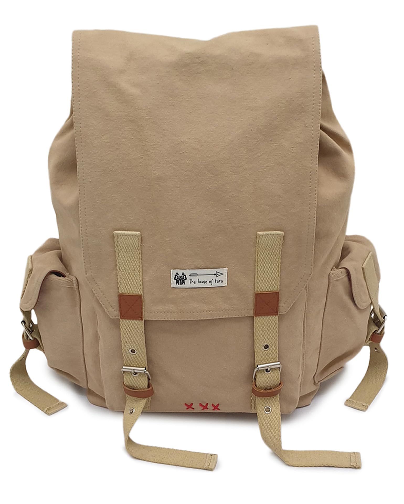 the house of tara Canvas Backpack for Men and Women 23L | Casual Cotton Bag With Waterproof Inner Lining, 4 External & 3 Internal Pockets | Backpacks Suitable for College, Travel & Hiking (Beige)-picture-28