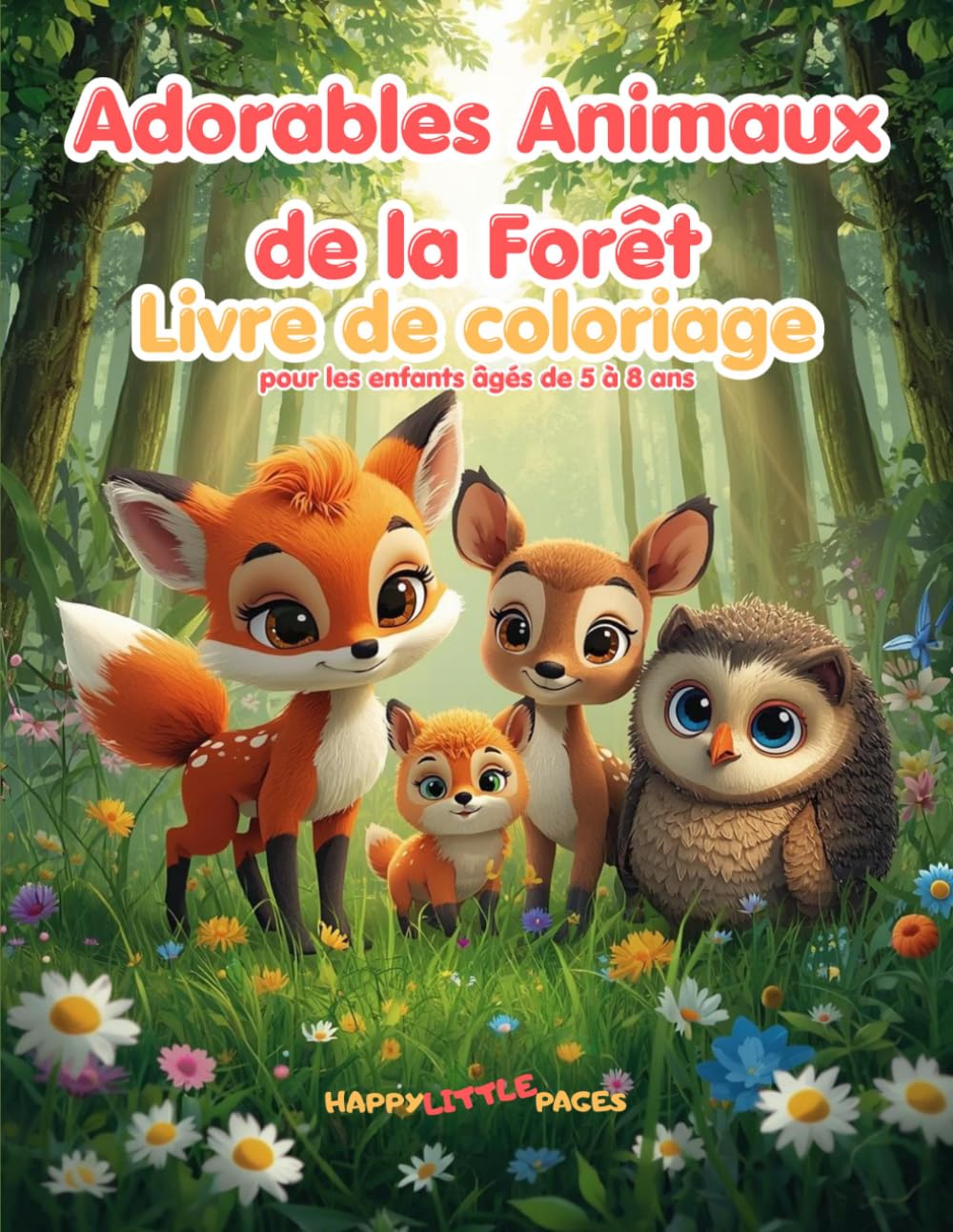Adorables Animaux de la Forêt – Livre de coloriage: 45 adorables pages de coloriage style kawaii pour enfants de 5 à 8 (Happy Little Pages)