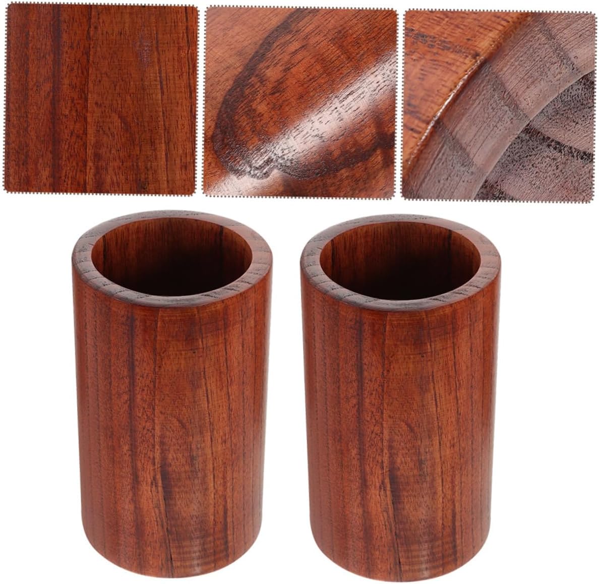 2pcs Rustic Jujube Wood Storage Bucket for Kitchen Utensil Holder Tableware Holder Cutlery Drain