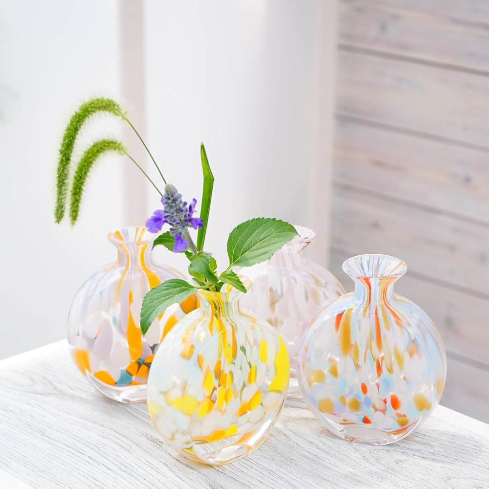 FHDRIO マーブル ピンク　ガラス花瓶 Amazon.co.jp: はなみどり マーブルグラス 小 ピンク 花瓶 花器