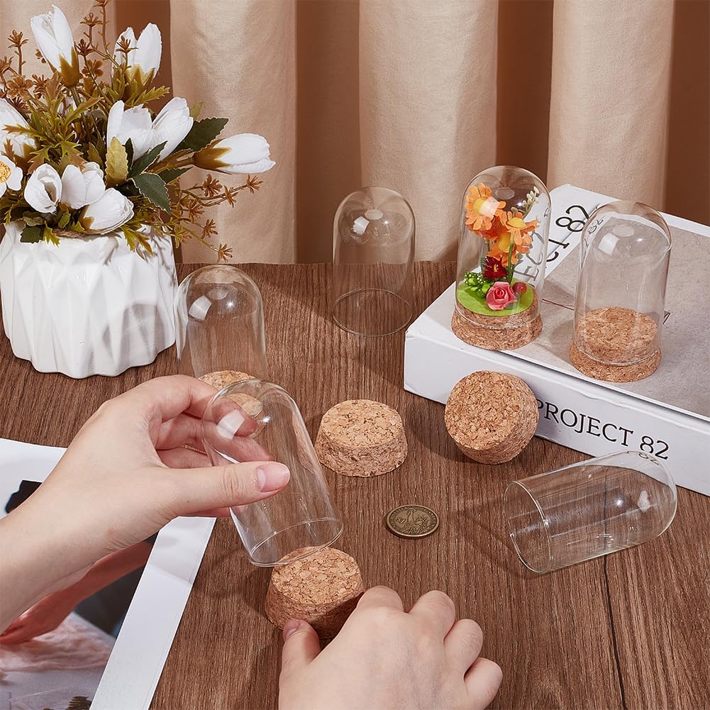 BENECREAT 20Pcs Dome Decorative Jars, 3.5x1.8 Inch Glass Display Dome Cloche Glass Bell Jar with Cork Base for Flower Storage, Specimens, Crafts Decorations