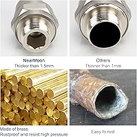 Vista 5 de NearMoon Shower Head Swivel Ball Adapter - Solid Brass Shower Connector Ball Joint Adjustable Universal Shower Arm Extension Component