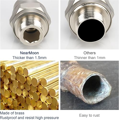 Miniatura 5 de NearMoon Adaptador de bola giratoria para cabezal de ducha, conector de ducha de latón macizo, junta esférica, componente de extensión universal