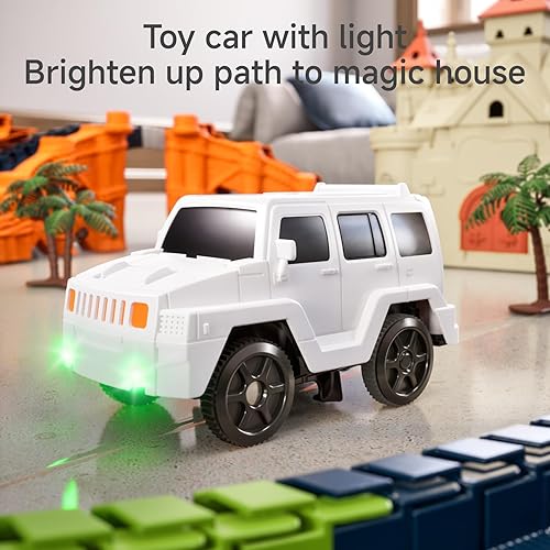 Miniatura 2 de TUMAMA - Pista de carreras de 202 piezas de juguetes de castillo mágico para niños y niñas de 3, 4, 5, 6, 7 años, pista de tren flexible giratoria