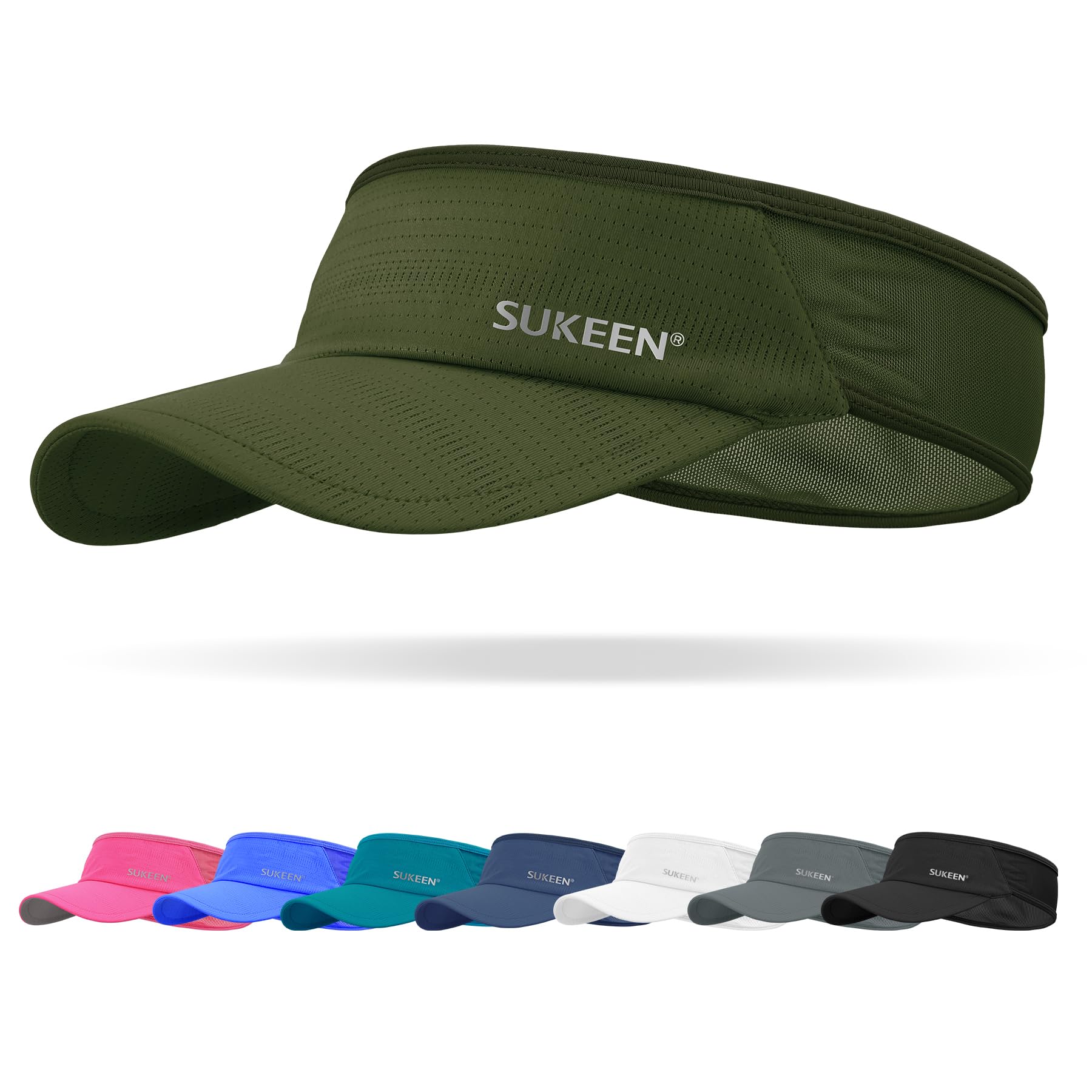 Sukeen Sports Sun Visor Men Women Lightweight Packable Cooling Stretchy Visor Hat for Running, Tennis, Golf