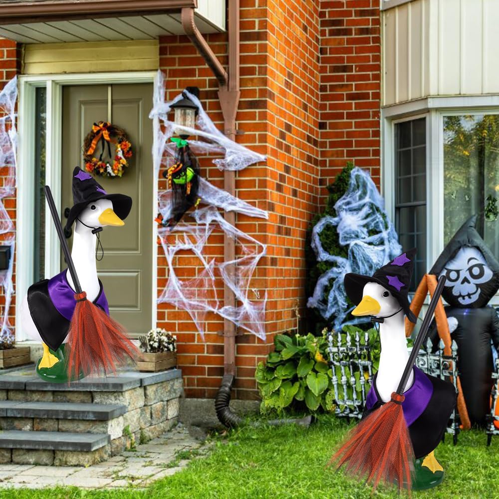 Halloween Goose Outfit Witch Porch Goose Clothes for Outdoor Lawn Decor