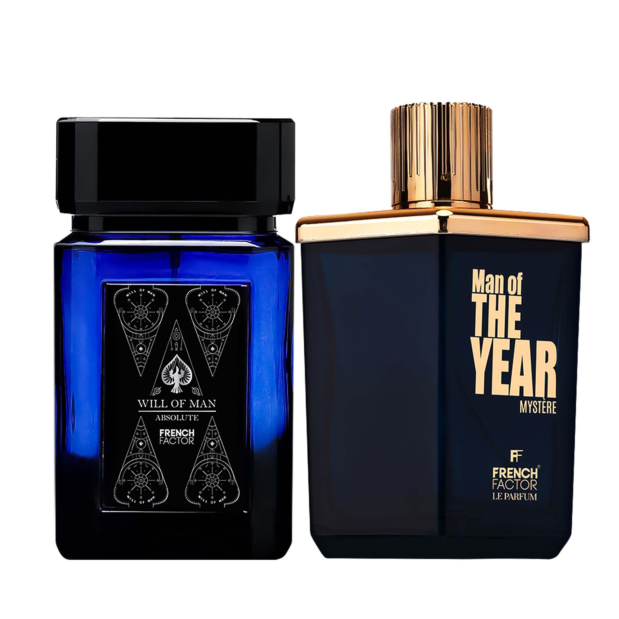 French Factor Will of Man Absolute Eau de Parfum for Men 90ml (3.0 Fl Oz) & Man of The Year Mystere 100ml Floriental Oud Perfume (Long-Lasting Oriental Oud & Spicy Aromatic)