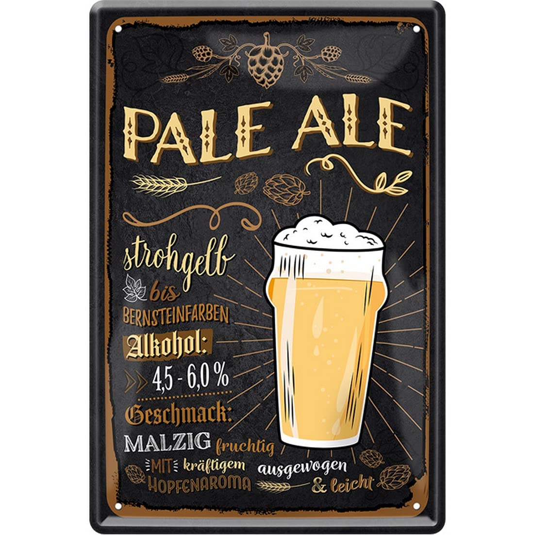 HHS Beer Types Decorative Funny Beer Tin Signs Beer Drinker Wall Sign Door Sign Pub Bar Pup Bistro (20 x 30 cm, Pale Ale