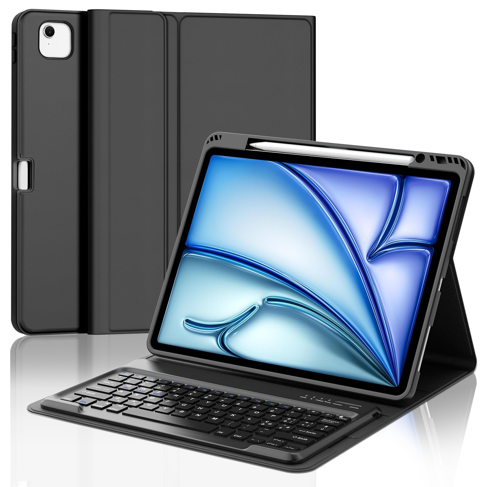 Occtingkind Per iPad Air 13 (M4/M3/M2) Cover Tastiera Italiana | Tastiera per iPad Air 13 - Custodia Magnetica Rimovibile Bluetooth Keyboard, Lunga autonomia, Nero