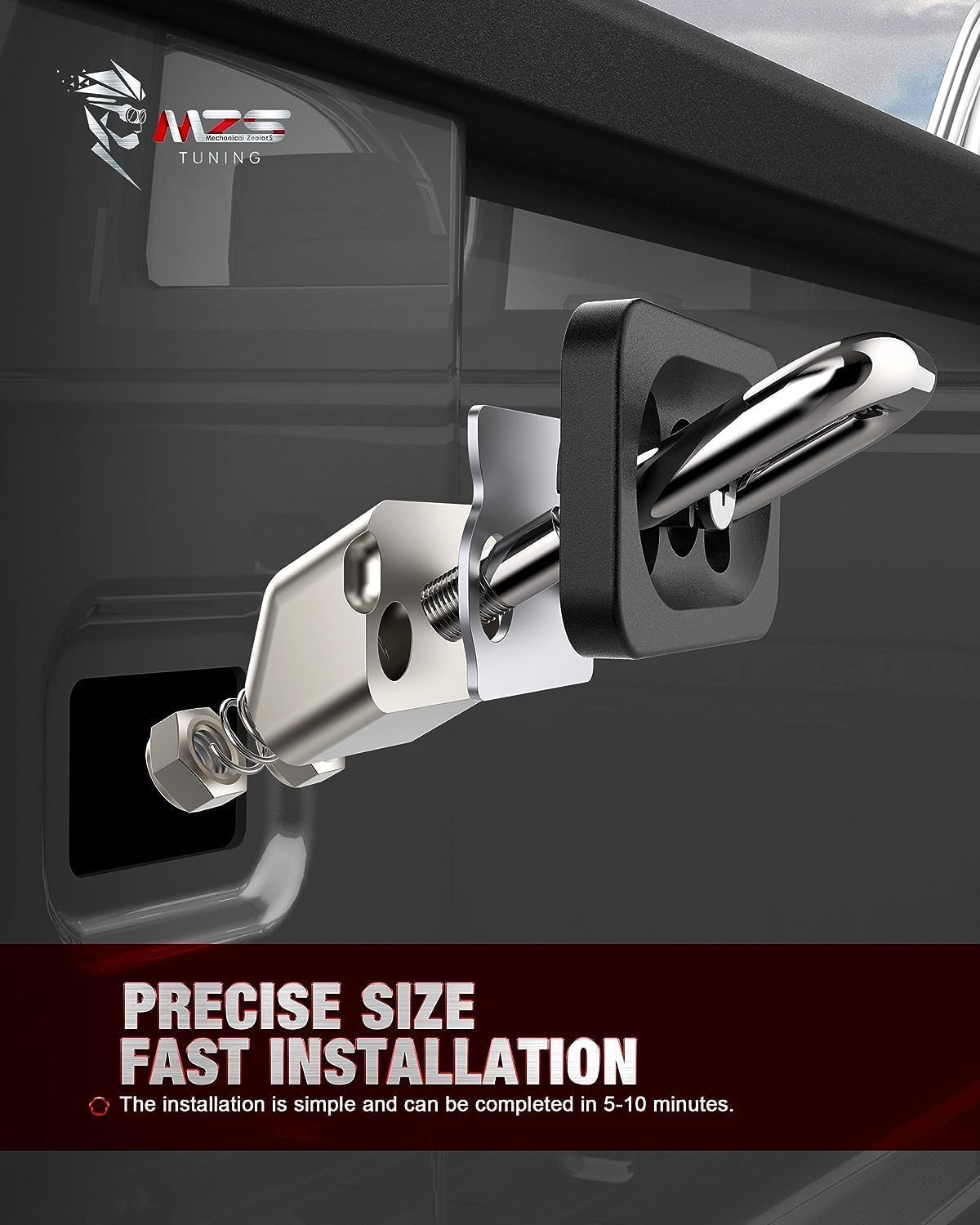 MZS Tie Down Anchors, All Metal Retractable D-Ring Compatible with 2007+ Silverado & Sierra 1500 2500 3500/2015+ Colorado & Canyon - 4000 LBS Capacity Side Wall of 9 - Image 7