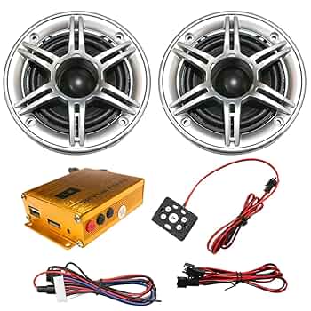 スピーカーとアンプのセット 楽天市場】バイク用 4インチ 10cm スピーカー 2個 アンプ セット