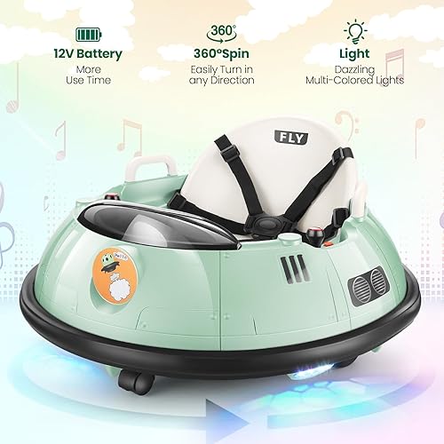 Miniatura 2 de Hikole Coches de parachoques para niños pequeños de 1 a 3 años con control remoto, auto parachoques de 12 V, giro de 360 grados, arnés de 5 puntos,