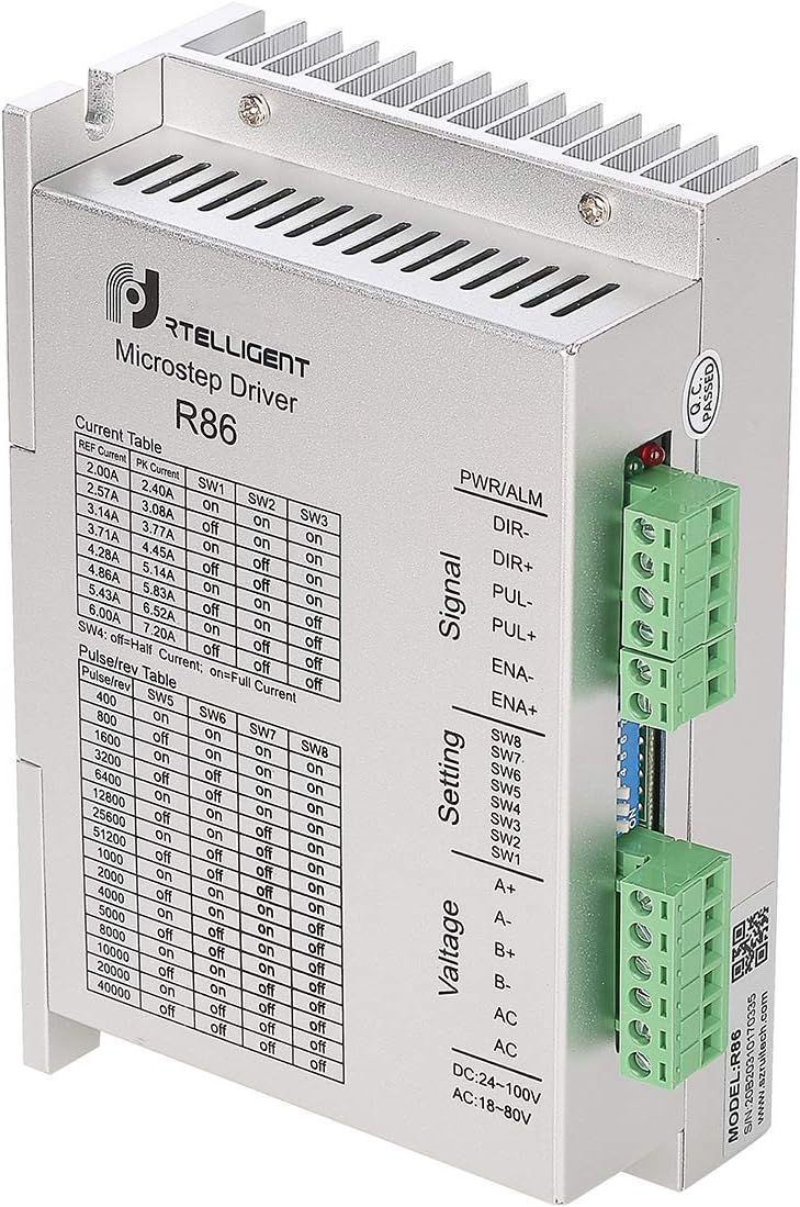 Stepper Motor Driver Nema 34 CNC Controller Control Hybrid Bipolar 2.4A~7.2A AC DC Power Supply with 400-51200 Micro-Step Resolutions