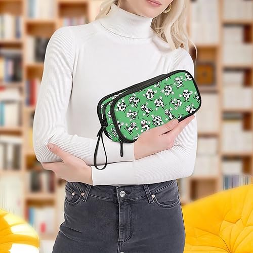 Miniatura 7 de ZAZYXTJ Estuche para lápices de gran capacidad con 3 compartimentos, bolsa de lona para maquillaje, escuela, oficina, adolescente, niña, niño,