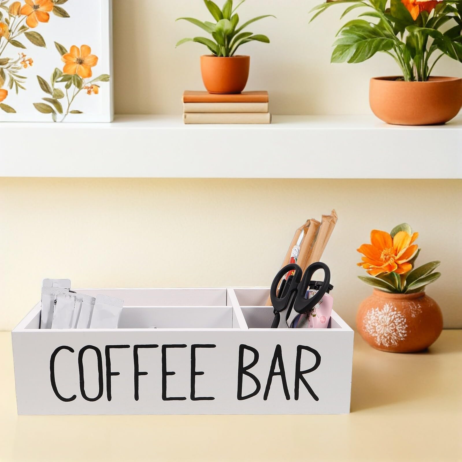 jojofuny Boîte de Rangement pour Sachets de Thé et Café Compartimentée Bois avec Fermeture Hermétique