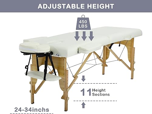 Miniatura 4 de Mesas de masaje de 24 pulgadas de ancho, cama portátil de pestañas de 73 pulgadas, mesa de spa portátil de altura ajustable, 2 mesas quiroprácticas