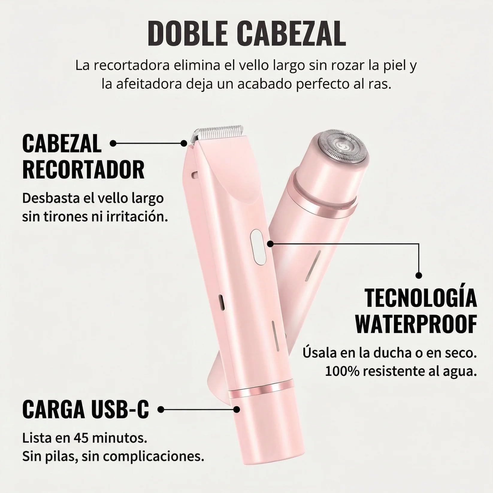 Razerly Maquinilla Mujer, Maquinilla 2 En 1para Bikini Ycuerpo Razerly, Razerly Depiladora, Maquinilla Electrica Femenina Para Zona Intima Axilas Piernas Y Piel Sensible (Rosa)