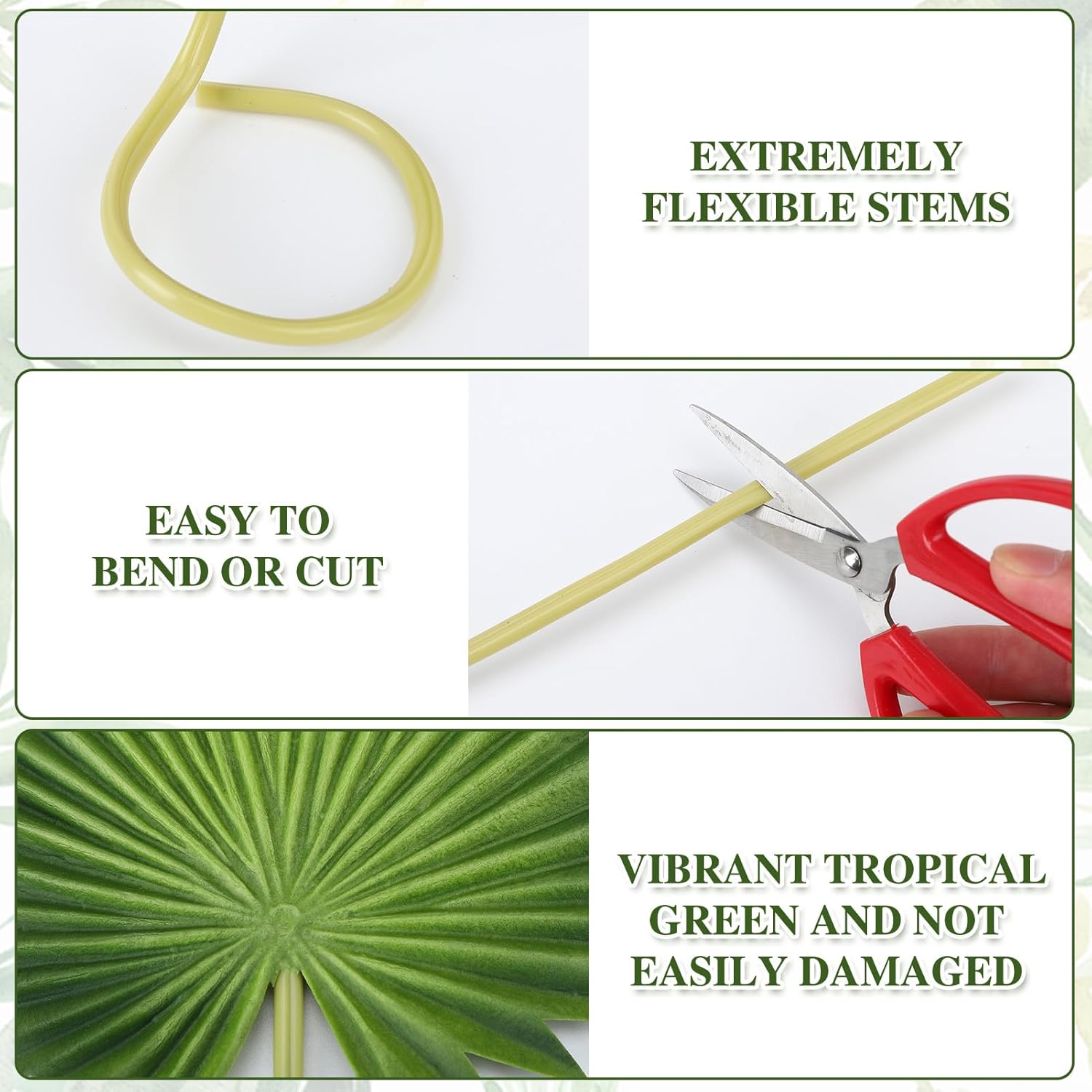 12 PCS Artificial PU Foam Palm Leaves Tropical Fake Greenery for Wedding Bouquet Party Decor Boho Home Centerpieces DIY Floral Arrangements - Image 6