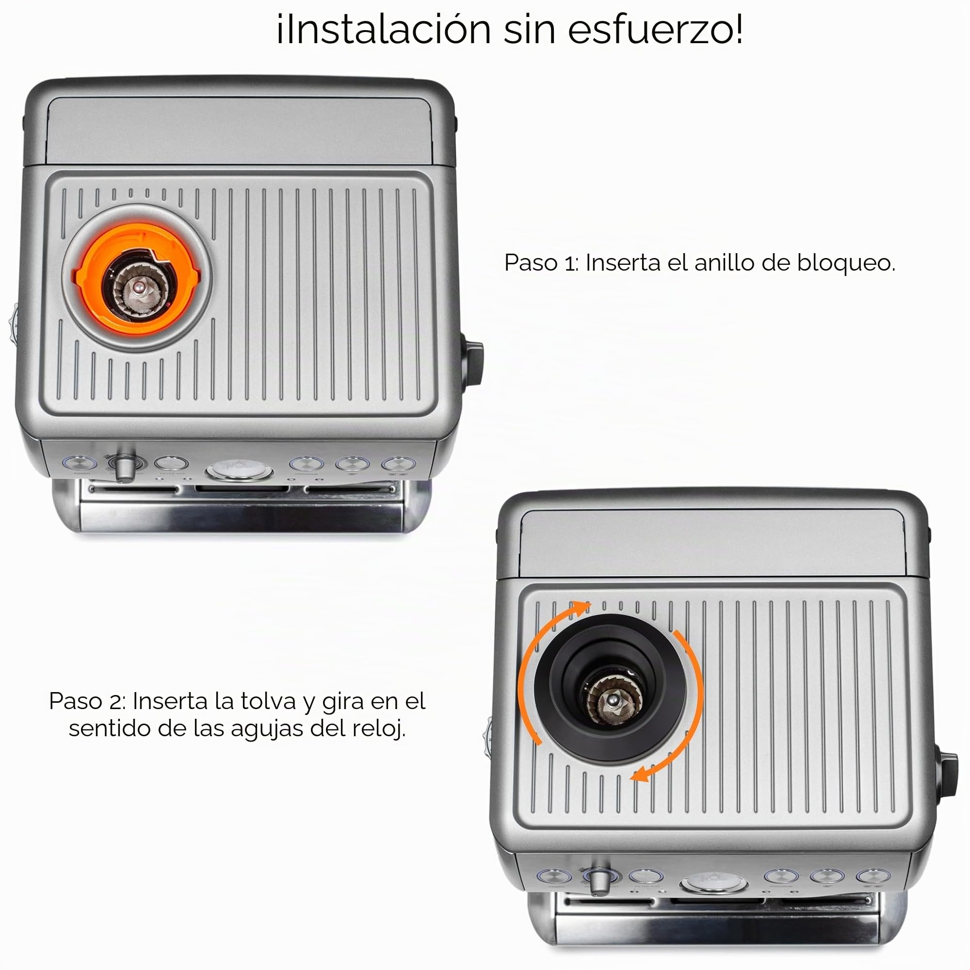 Tolva de dosis única con fuelle de silicona y peso antipalomitas de maíz, compatible con Breville Barista Express, Pro, Touch e Impress, color negro