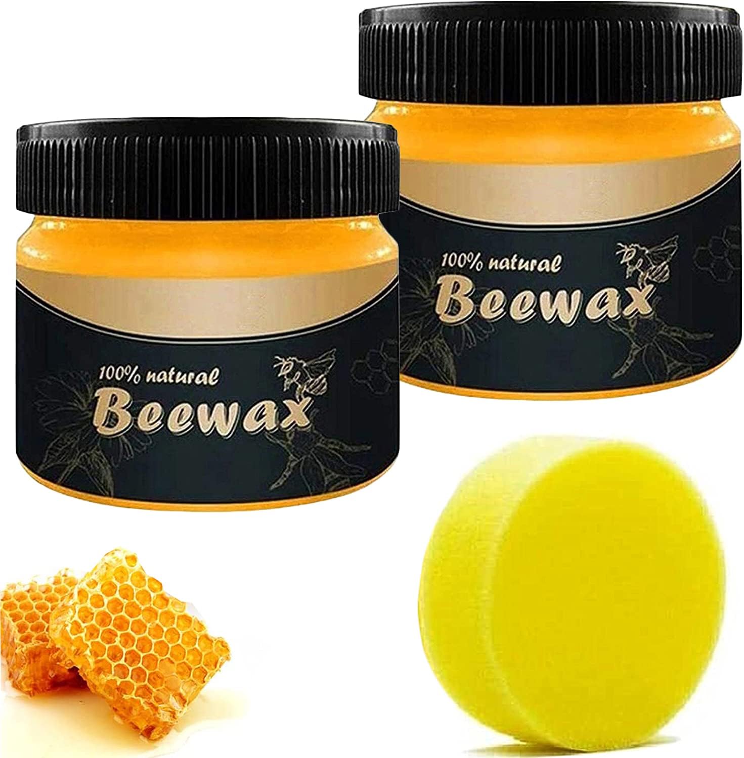 DRTRU Wood Seasoning Beeswax,Beeswax furniture polish Complete Solution Furniture Care Renew Cutting Boards, Woods, Bamboo, Wooden Surface Beeswax Home Cleaning (2PCS)