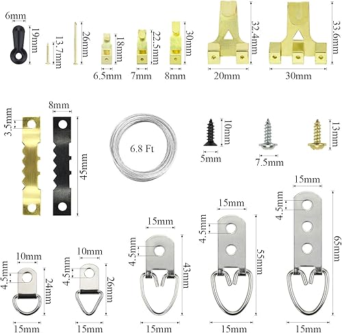 Miniatura 3 de Kit de 820 ganchos para colgar cuadros para marcos de fotos, kit de ganchos para marcos de fotos, kit de colgador de fotos para el hogar, oficina,