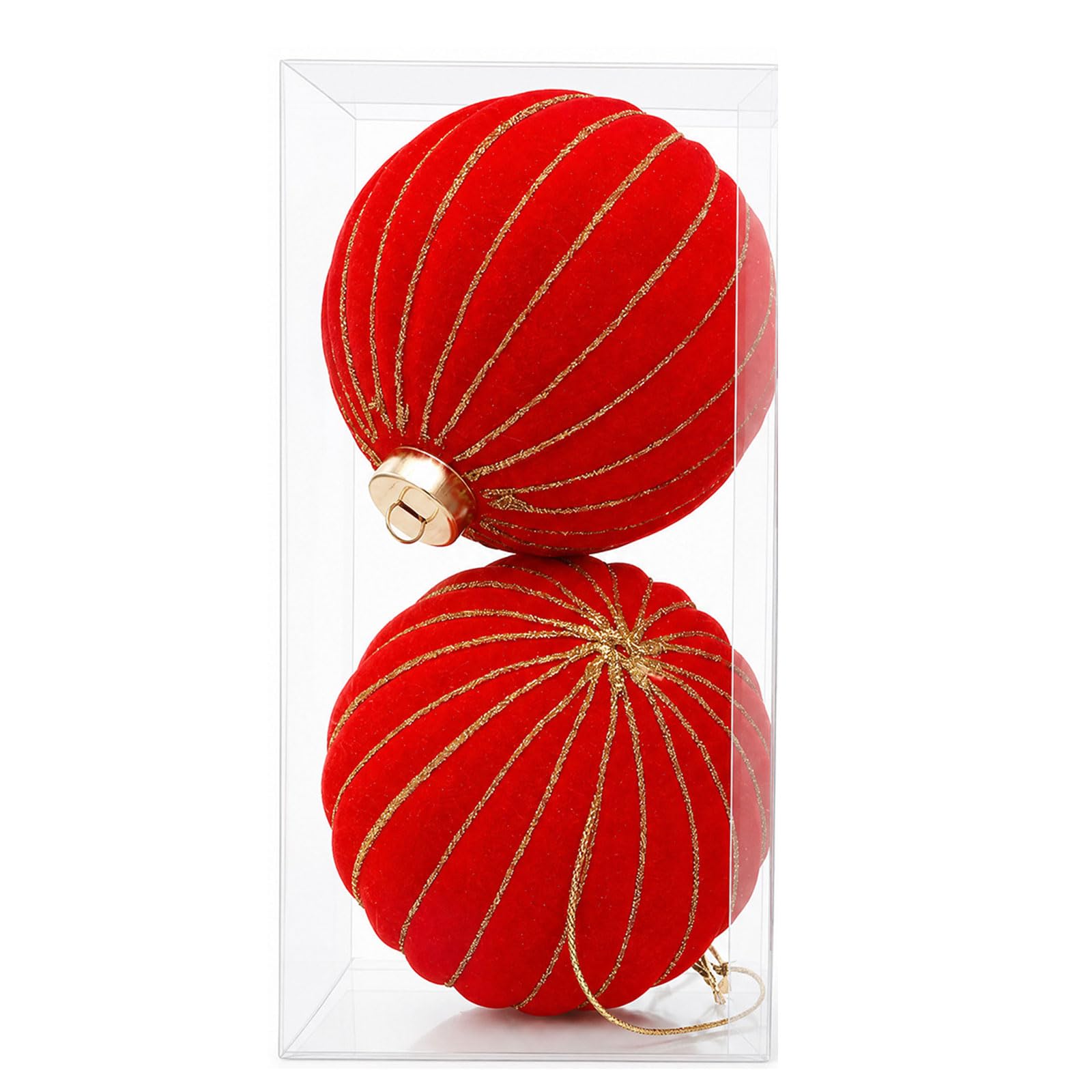 2Pcs Glittering Velvety Christmas Ball Ornament Shatterproof Christmas Baubles for Tree Mantels Door Decoration Permanent Celebratory Ornamentation