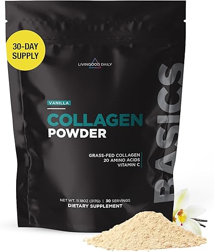 Miniatura 7 de Livingood Daily Polvo de colágeno sin sabor  Péptidos de colágeno hidrolizados en polvo más vitamina C  Proteína completa con 20 aminoácidos  Tipo I