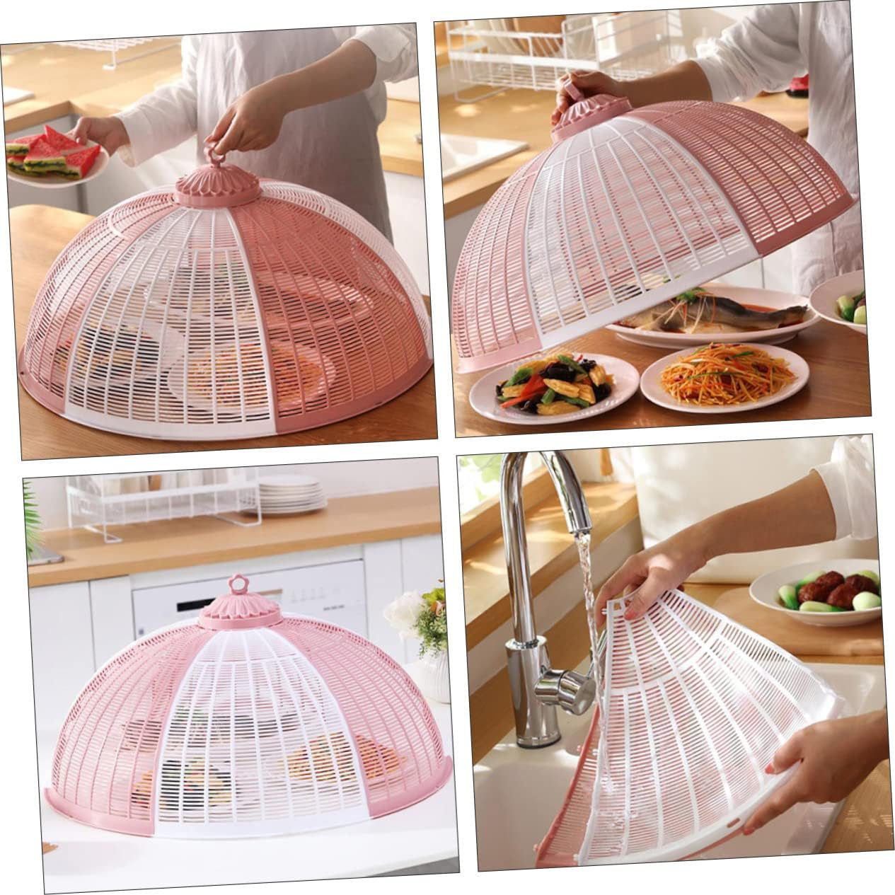 Folding Mesh Food Cover Umbrella 23.62X23.62X11.81In Reusable Food Protector Tent with Ring Handle for Indoor Outdoor Dining and Picnics