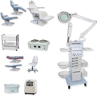 Discount Spa Equipment - PACK-8, Spa Equipment Package, 19-Function Facial Machine, Oxygen Facial Unit, Electric Massage Bed, Hydra Stool, UV Light, Wood Cart, Paraffin & Double Wax Warmer